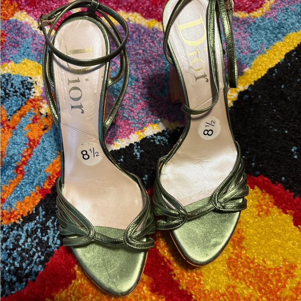 Dior Women's Metallic Green Heels